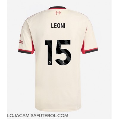 Camisa de Futebol Liverpool Giovanni Leoni #15 Equipamento Secundário 2025-26 Manga Curta Camisa de Futebol Liverpool Giovanni Leoni #15 Equipamento Secundário 2025-26 Manga Curta
